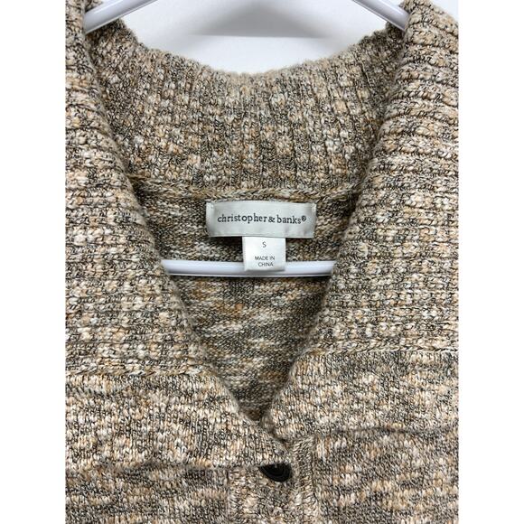 Christopher & Banks Womens Beige Button Front Sleeveless Cardigan Sweater Sz S - Picture 2 of 7